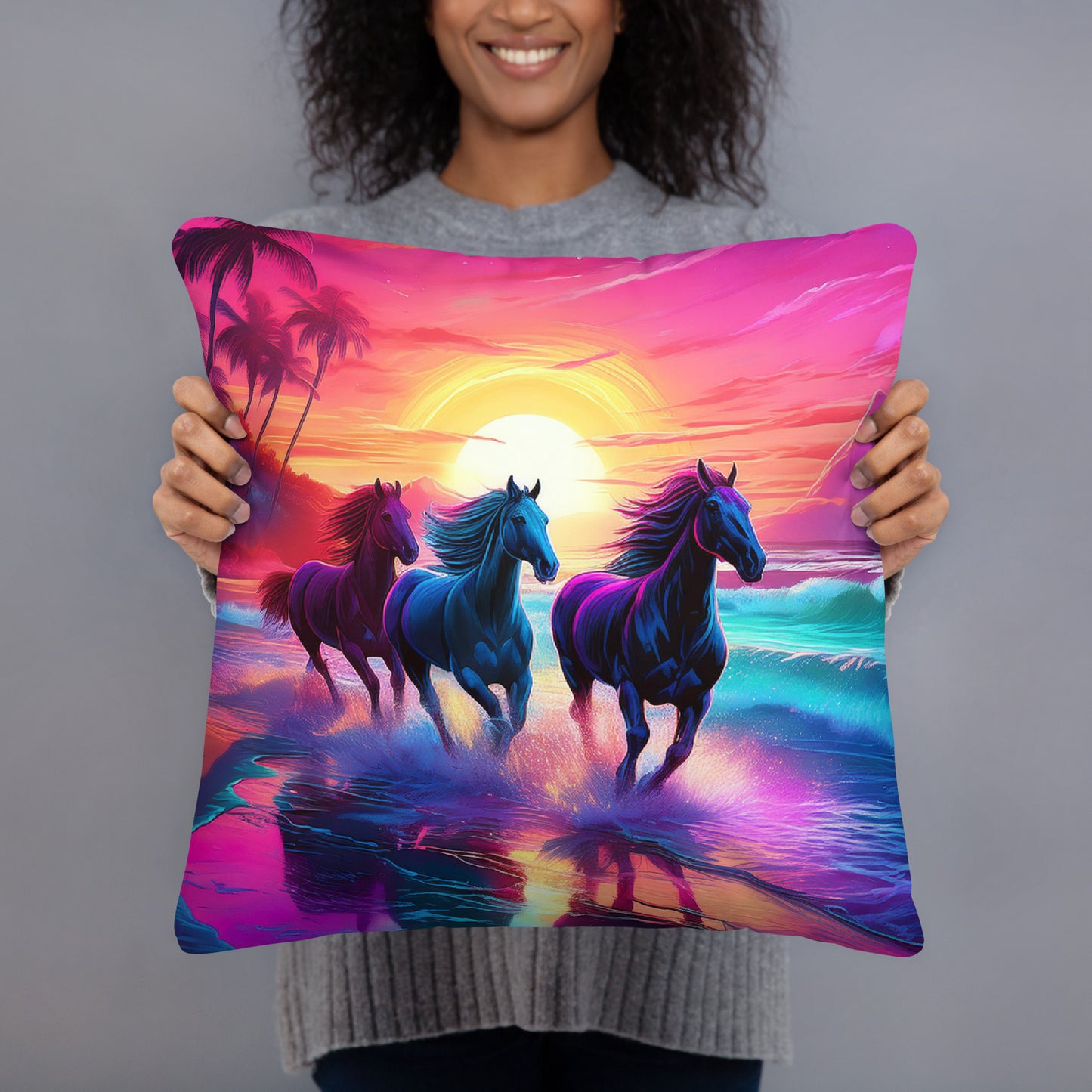 Sunset Horse Basic Pillow 18"x18" & 22"x22"