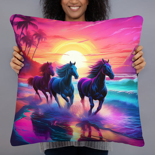 Sunset Horse Basic Pillow 18"x18" & 22"x22"