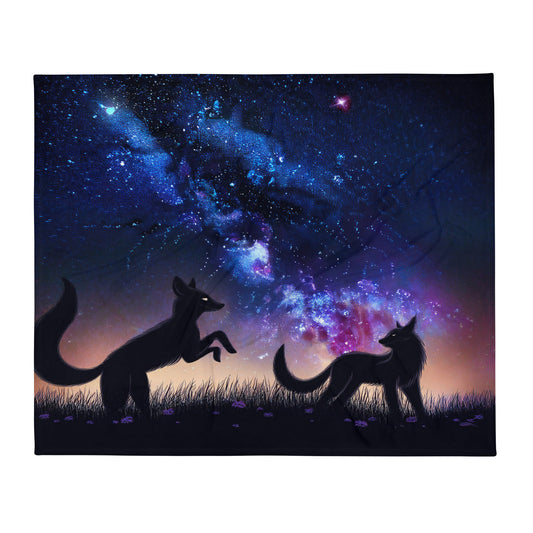 Galaxy Foxes Throw Blanket 50"x60"