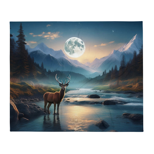 Mountain Deer Throw Blanket 50"x60"